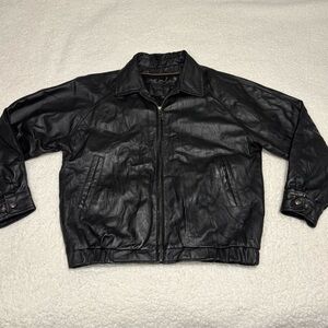 St. John Bay Men Vintage Genuine Leather Bomber Jacket